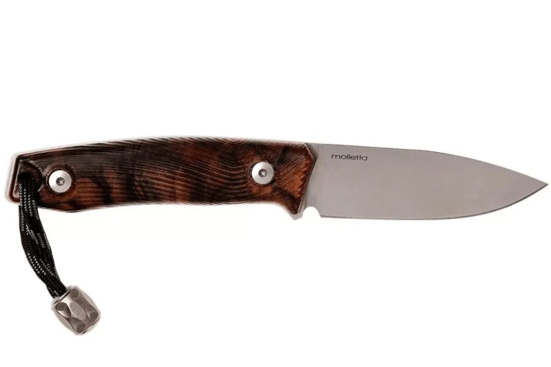 Couteau LionSteel M1.WN lame 7,5cm manche en bois de noyer + étui en cuir