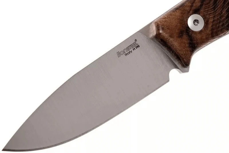 Couteau LionSteel M1.WN lame 7,5cm manche en bois de noyer + étui en cuir