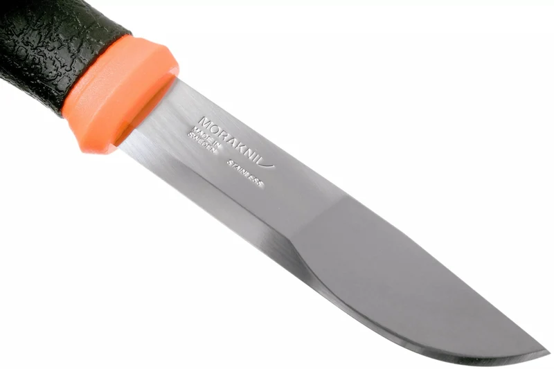 Couteau Mora 2000 12057 lame inox 10,9cm manche caoutchouc noir/orange + étui