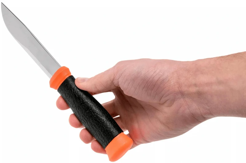 Couteau Mora 2000 12057 lame inox 10,9cm manche caoutchouc noir/orange + étui