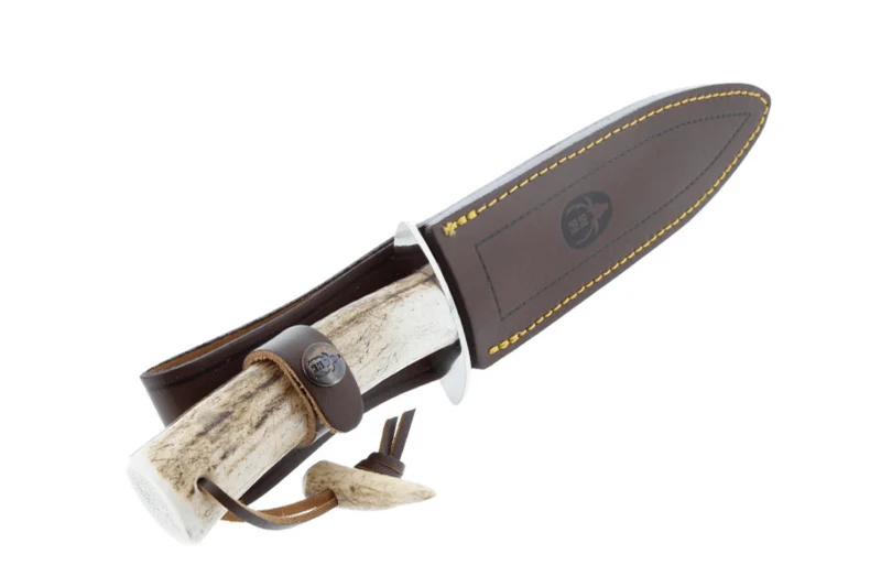 Couteau Muela Alcaraz 9211 lame en inox 19cm manche en bois de cerf avec lacet + étui en cuir