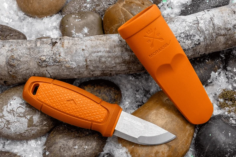 Couteau de poche Mora Eldris 13501 lame inox 5,9cm manche caoutchouc burnt orange + étui