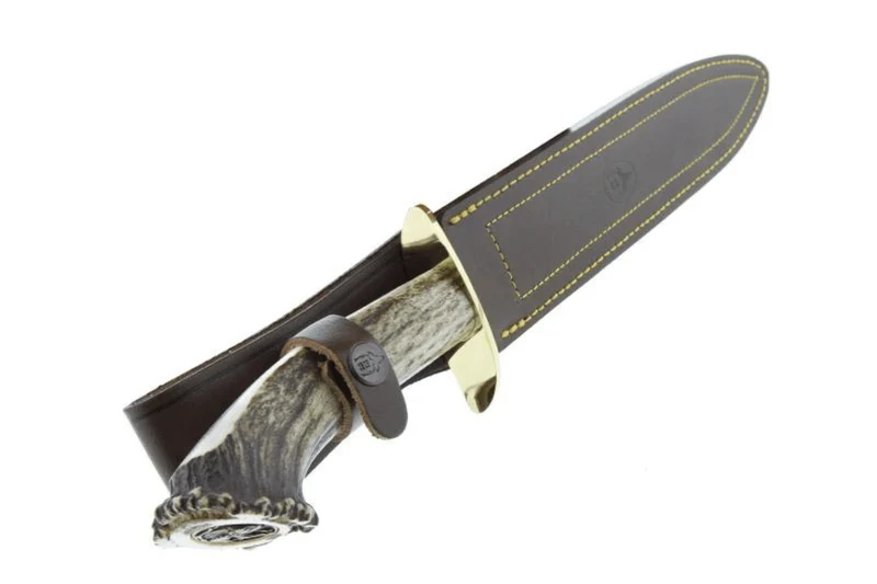 Couteau Muela Alcaraz 9206 lame en inox 26cm manche en bois de cerf + étui en cuir