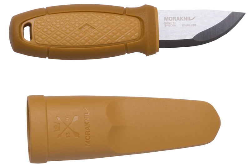 Couteau de poche Mora Eldris 12650 lame inox 5,9cm manche caoutchouc jaune + étui