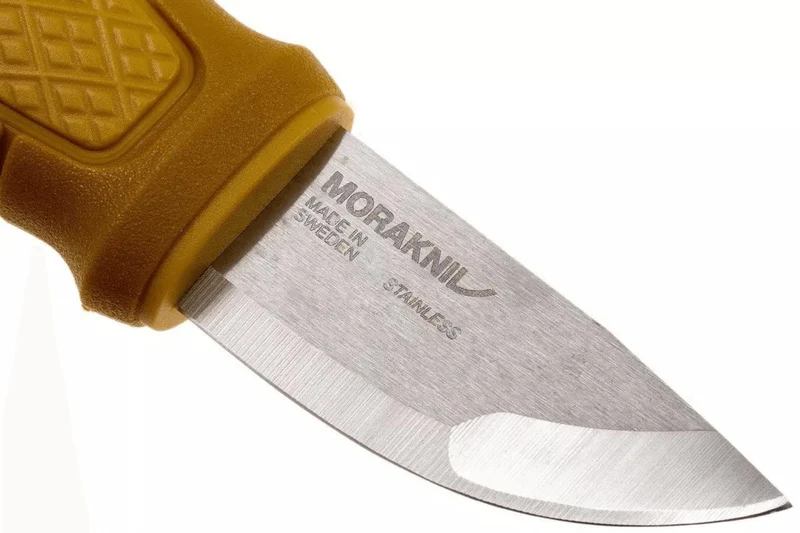 Couteau de poche Mora Eldris 12650 lame inox 5,9cm manche caoutchouc jaune + étui