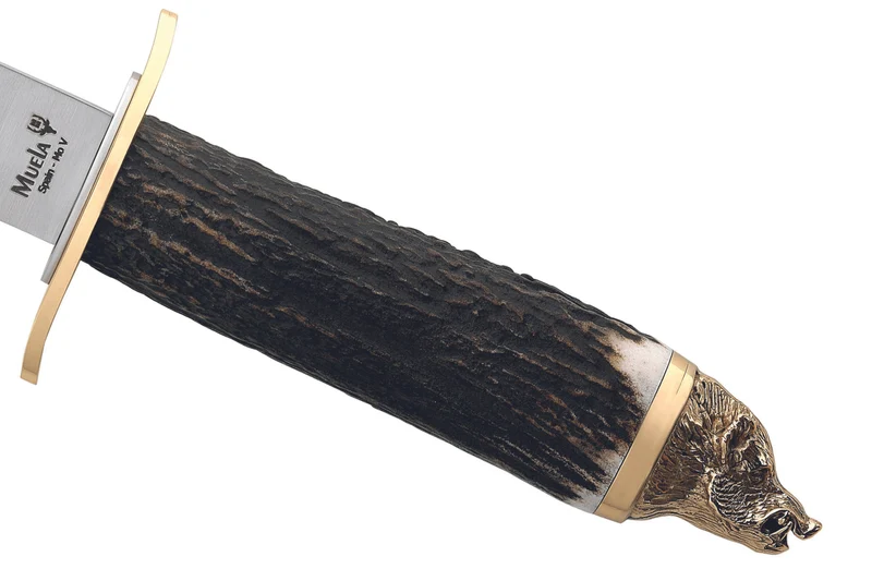 Couteau Muela Wildboar 9299 lame en inox 16cm manche en bois de Cerf + étui en cuir et coffret