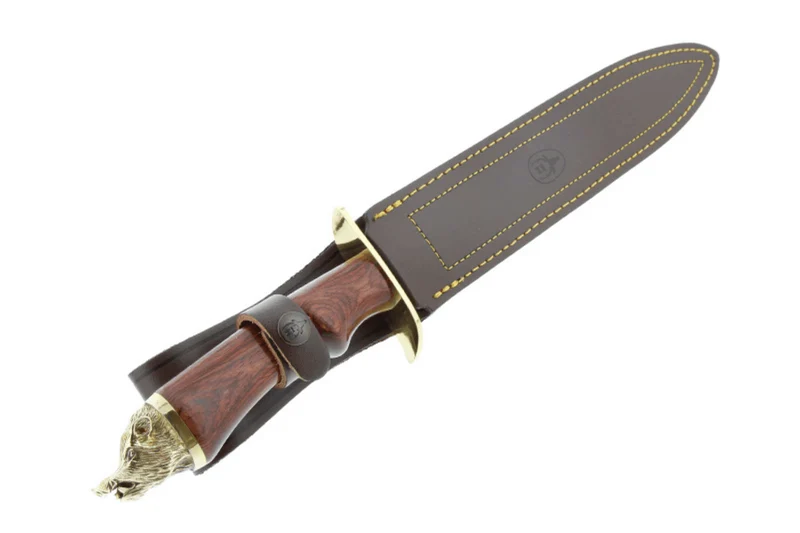 Couteau Muela Alcaraz 9296 lame en inox 26cm manche en bois de stamina + étui en cuir
