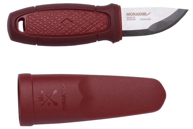 Couteau de poche Mora Eldris 12648 lame inox 5,9cm manche caoutchouc rouge + étui