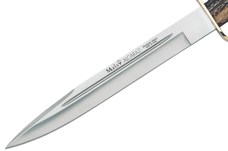 Couteau Muela Alcaraz 9214 lame en inox 26cm manche en bois de Cerf + étui en cuir