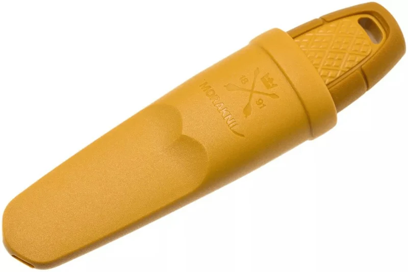 Petit couteau de poche Mora Eldris 12632 lame inox 5,9cm manche caoutchouc jaune avec allume-feu + étui
