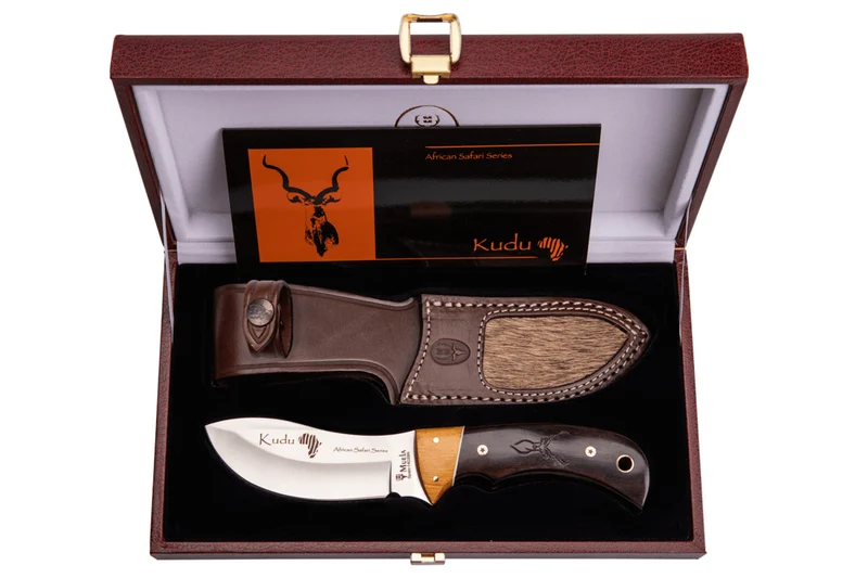Couteau Muela Kudu 9278 série limitée lame 10cm manche en bois de granadillo et d'asteropeia + étui en cuir