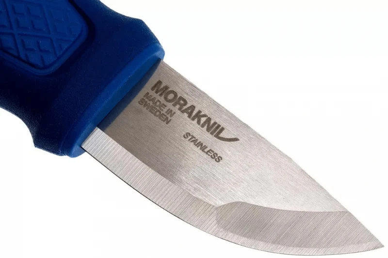 Petit couteau de poche Mora Eldris 12631 lame inox 5,9cm manche caoutchouc bleu avec allume-feu + étui