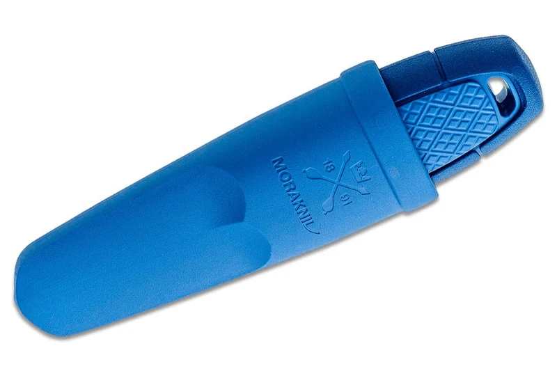 Petit couteau de poche Mora Eldris 12631 lame inox 5,9cm manche caoutchouc bleu avec allume-feu + étui