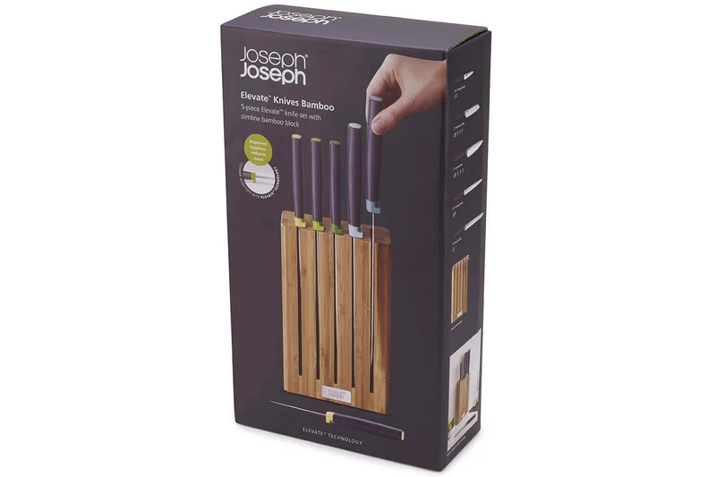 Bloc en bambou de 5 couteaux Joseph Joseph Elevate à encoches magnétiques