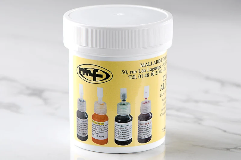 Lot Mallard Ferrière de 4 colorants alimentaires liquides 7ml