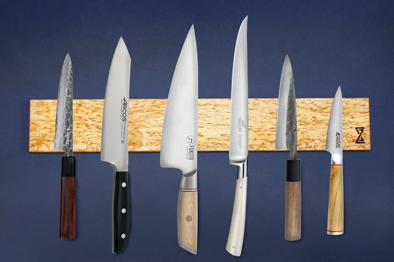 Barre aimantée artisanale Essences Creations en bouleau madré 43cm - 6 places