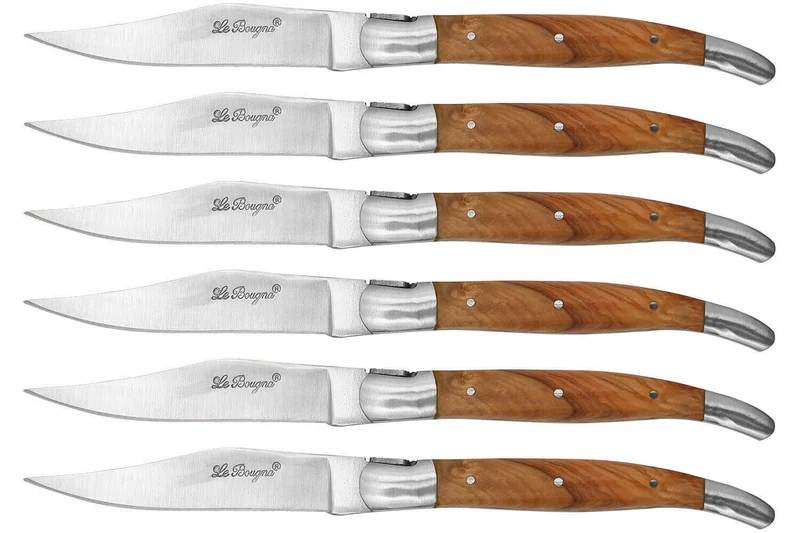 Coffret cadeau de 6 couteaux de table Le Bougna manches en Teck