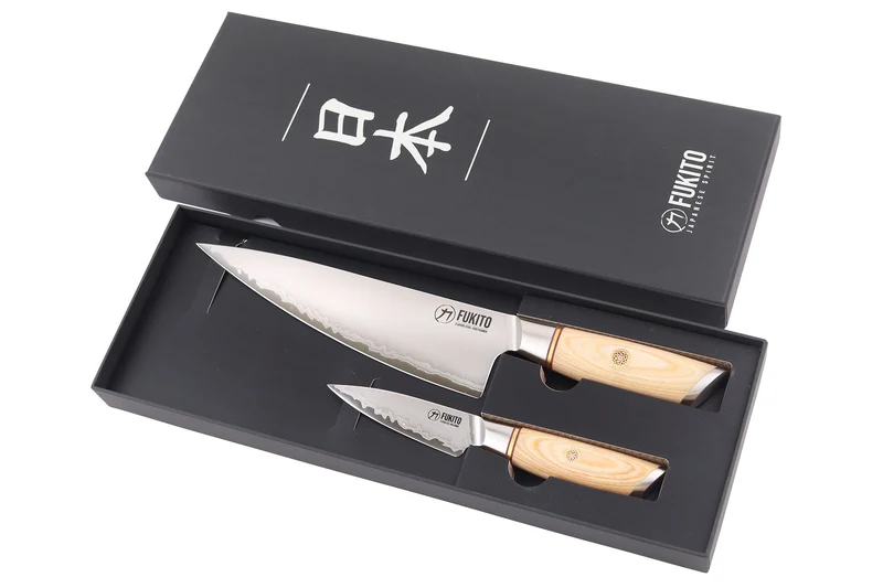 Coffret 2 couteaux Fukito Pakka San Mai Chef + Office