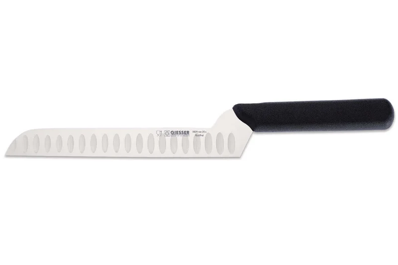 Couteau à fromage pro Giesser 20cm alvéolé manche coudé noir