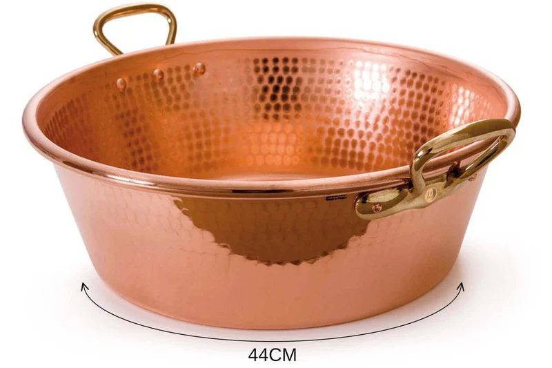 Bassine à confiture Mauviel M'Passion en cuivre martelé et montures en bronze