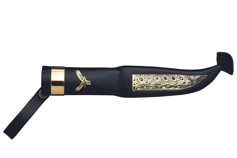 Couteau Marttiini Bronze Bird 557012 lame damassée 10cm manche bouleau + étui/coffret cadeau