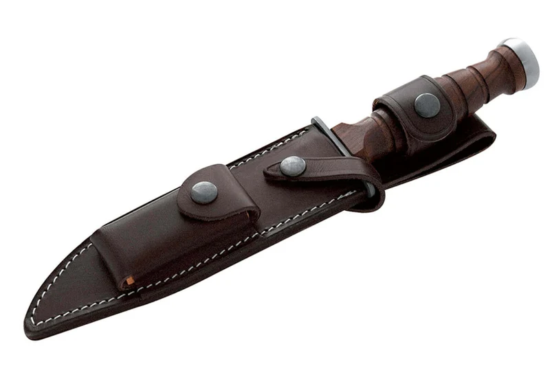Couteau Maserin 3EME R.E.I. 6009 lame 18cm manche en bois + étui en cuir et pierre à aiguiser