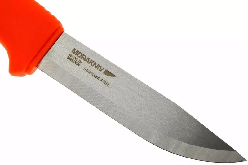 Couteau Mora Bushcraft Survival 12051 lame inox 10,9cm manche caoutchouc orange avec allume feu + étui