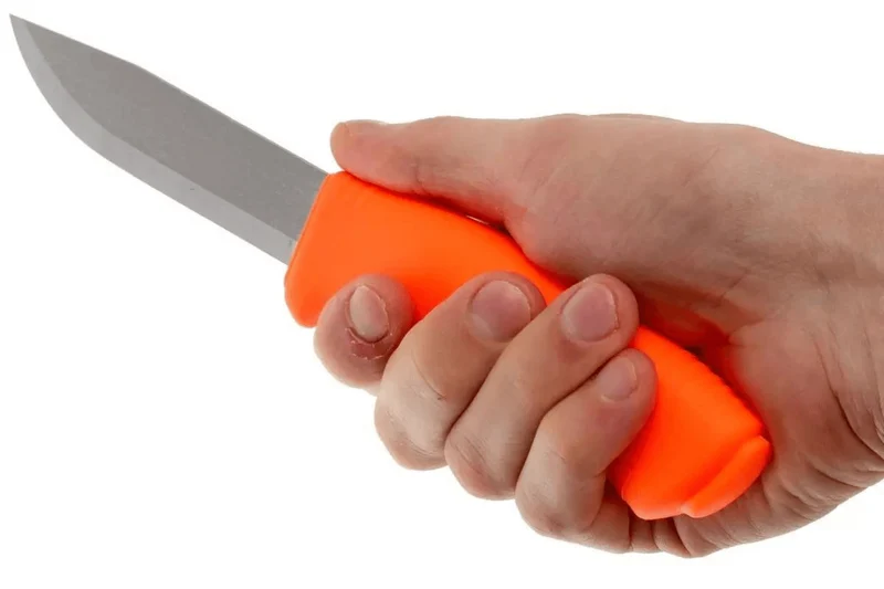 Couteau Mora Bushcraft Survival 12051 lame inox 10,9cm manche caoutchouc orange avec allume feu + étui