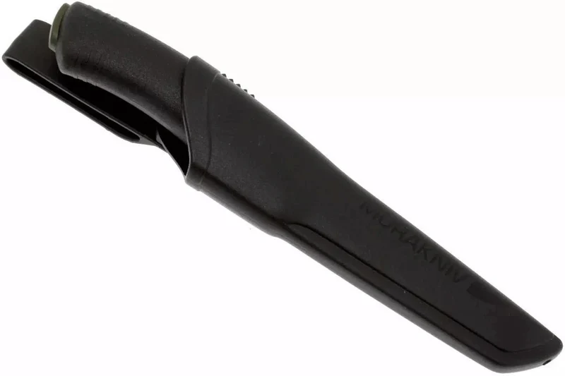 Couteau Mora Bushcraft 10791 lame noire carbone 10,9cm manche caoutchouc noir + étui