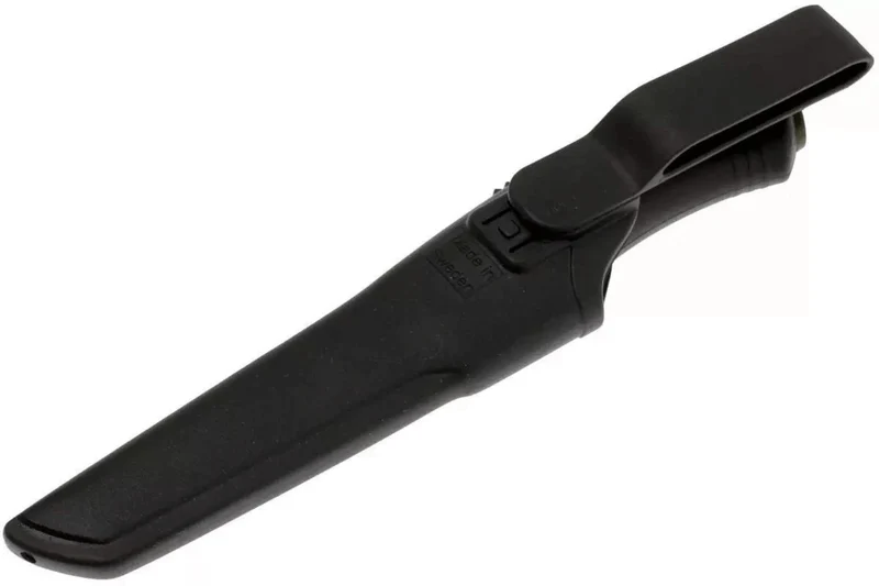 Couteau Mora Bushcraft 10791 lame noire carbone 10,9cm manche caoutchouc noir + étui