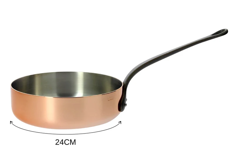 Sauteuse droite en cuivre De Buyer Inocuivre poignée en fonte d'acier