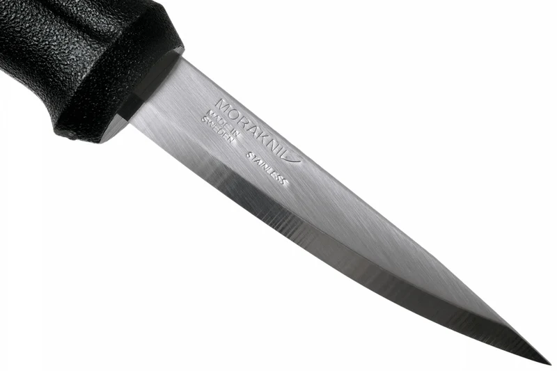 Couteau à sculpter bois Mora Basic 12658 lame inox 7,5cm manche polypropylène noir + étui