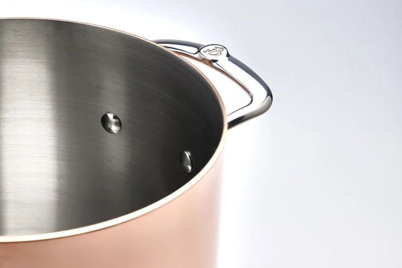 Marmite en cuivre inox 20cm De Buyer Prima Matera compatible induction anses en inox avec couvercle