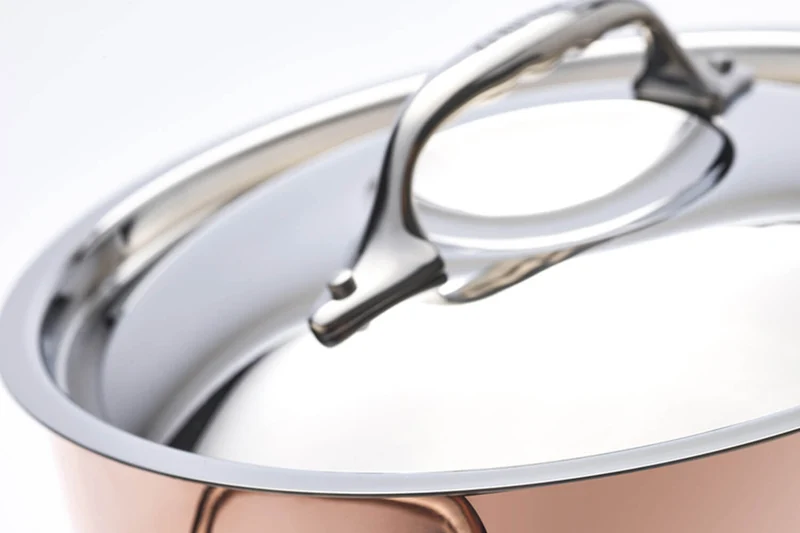 Marmite en cuivre inox 20cm De Buyer Prima Matera compatible induction anses en inox avec couvercle