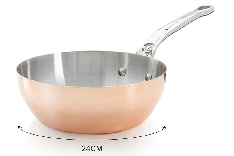 Sauteuse bombée en cuivre inox De Buyer Prima Matera poignée en fonte d'inox compatible induction