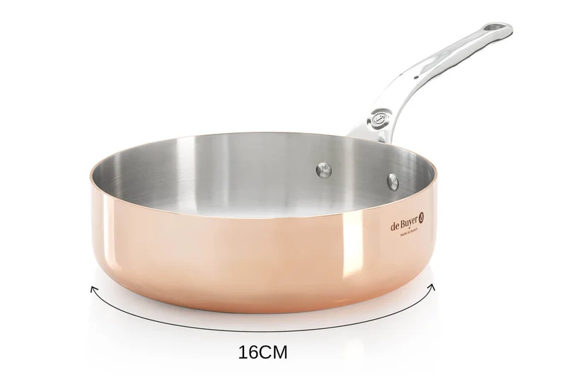 Sauteuse droite en cuivre inox De Buyer Prima Matera poignée en fonte d'inox compatible induction