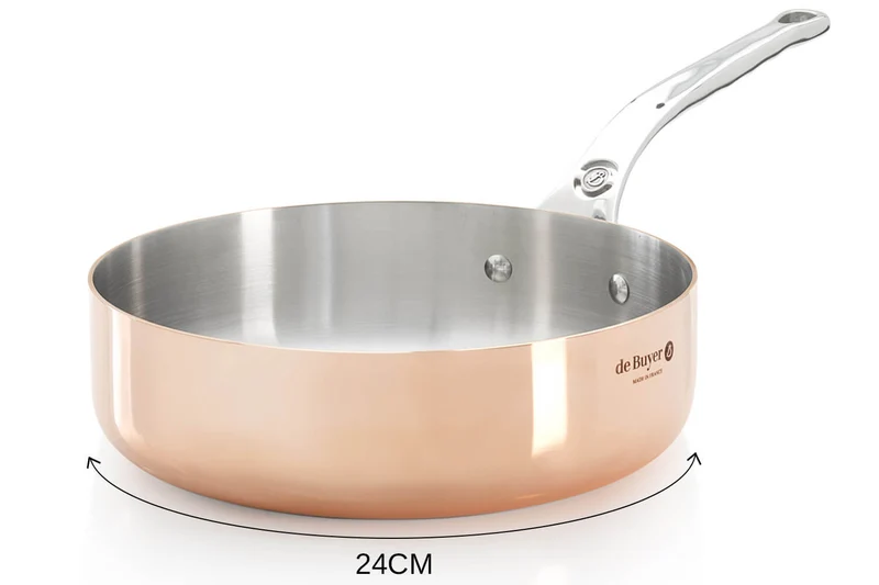Sauteuse droite en cuivre inox De Buyer Prima Matera poignée en fonte d'inox compatible induction