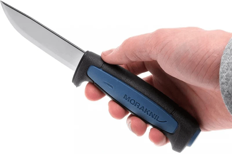 Couteau Mora Pro S 12242 lame inox 9,1cm manche caoutchouc bleu + étui