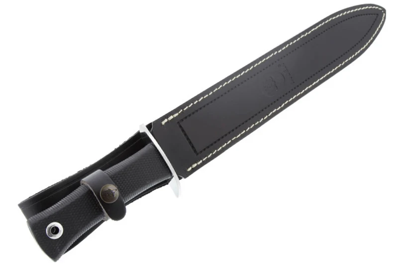 Couteau Muela Escorp 9312 lame 30cm manche en gomme noire et garde en inox + étui en cuir