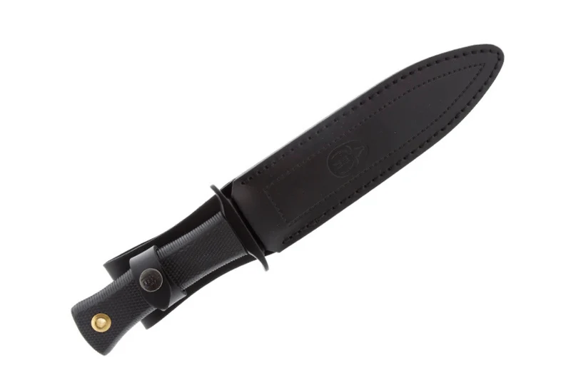 Couteau Muela Escorp 9311 lame noire en inox 19cm manche en gomme noire + étui en cuir