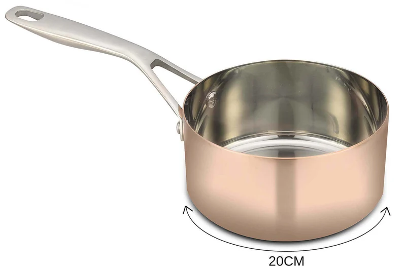 Casserole en cuivre inox droite Baumalu B'Chef poignée rivetée en fonte d'inox