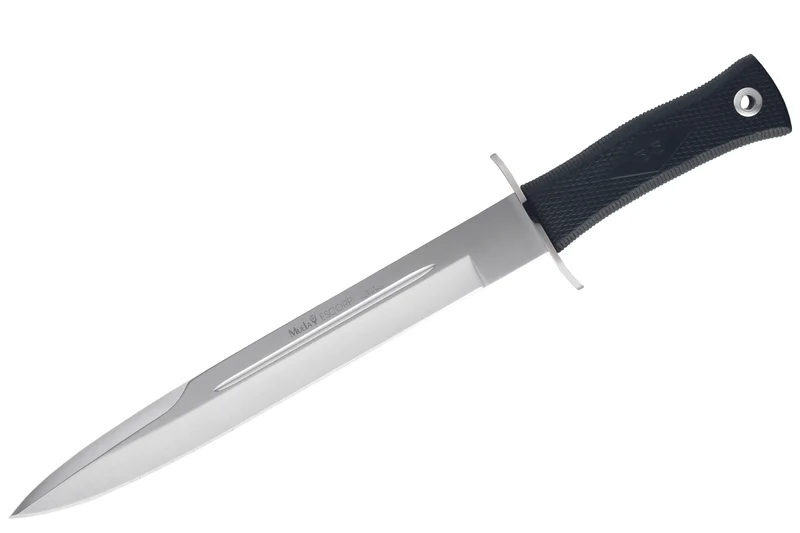 Couteau Muela Escorp 9292 lame 26cm manche en gomme noire et garde en inox + étui en cuir