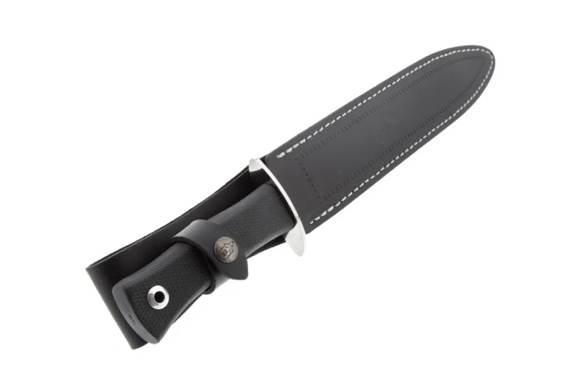 Couteau Muela Escorp 9292 lame 26cm manche en gomme noire et garde en inox + étui en cuir