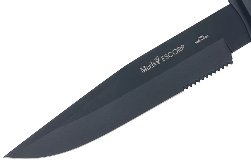 Couteau Muela ESCORP 9277 lame noire 18cm manche en gomme marron avec étui en cordura