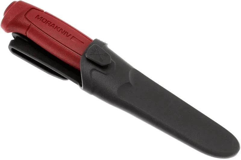 Couteau Mora Basic 511 12147 lame carbone 9,1cm manche polypropylène rouge + étui