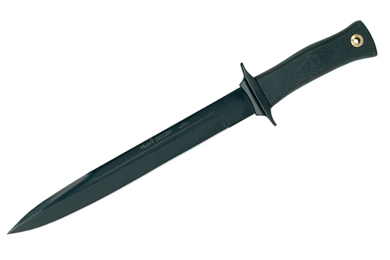 Couteau Muela ESCORP 9244 lame noire 26cm manche en gomme noire + étui en cuir