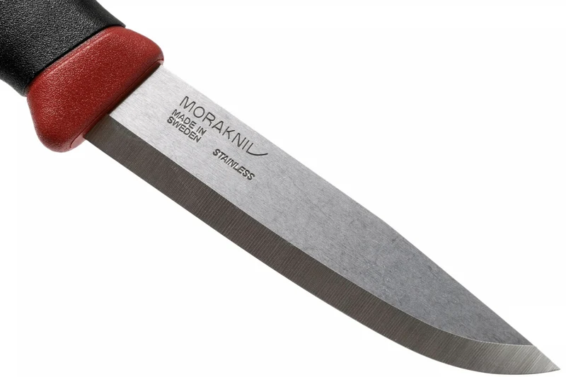 Couteau Mora Companion Spark 13571 lame inox 10,4cm manche caoutchouc bordeaux avec pierre à feu + étui