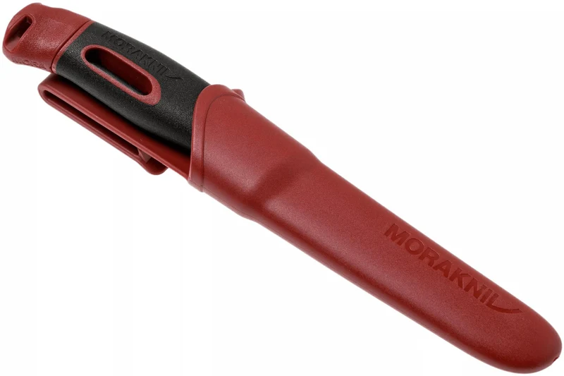 Couteau Mora Companion Spark 13571 lame inox 10,4cm manche caoutchouc bordeaux avec pierre à feu + étui