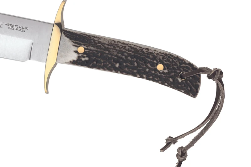 Couteau Muela Bowie 9263 lame en inox 16cm manche en bois de cerf avec lacet et étui en cuir