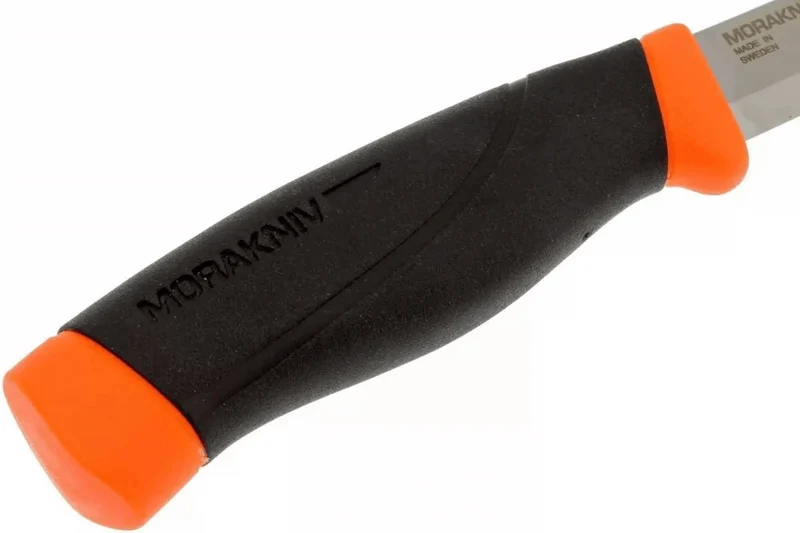 Couteau Mora Companion Heavy Duty F 12211 lame carbone 10,4cm manche caoutchouc noir/orange + étui